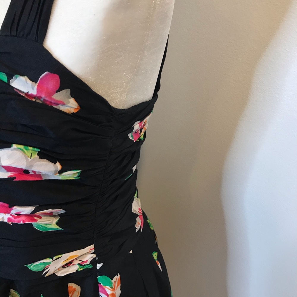 SOLD|Jones New York Floral Fit & Flare Black Dress - Picture 5 of 9